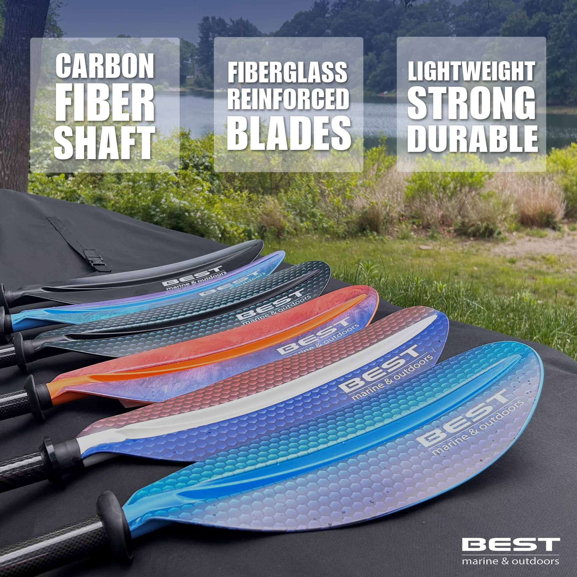 Lightweight Carbon Fiber Kayak Paddle with Oval Shaft for